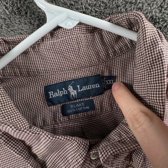 Ralph Lauren Blake Long Sleeve Cotton Button Up Shirt Brown Houndstooth 2XL - Picture 6 of 16